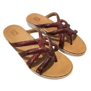 FitFlop Barely Dotted Snake Comfort Sandals Women’s 7 Red Ergonomic NWT